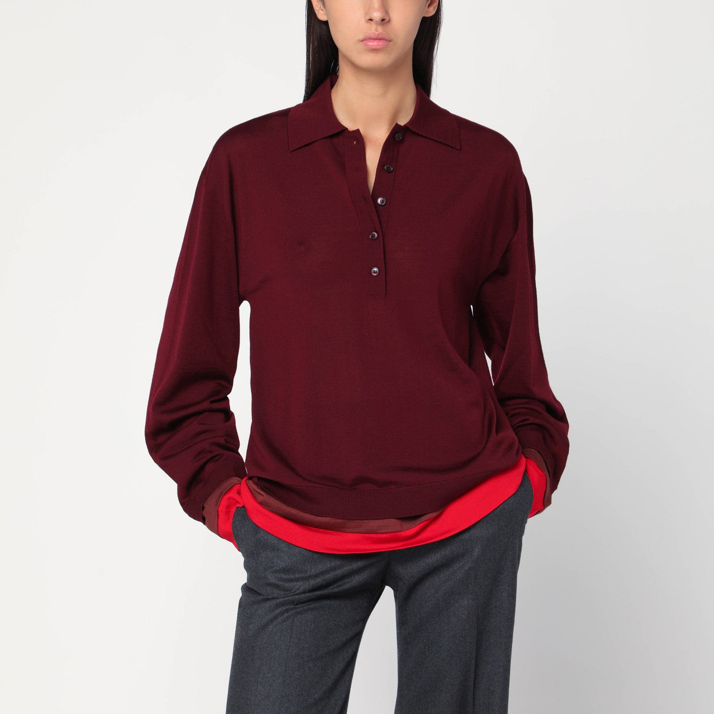 Stella Mccartney Layered Bordeaux Wool Polo Women STELLA MCCARTNEY