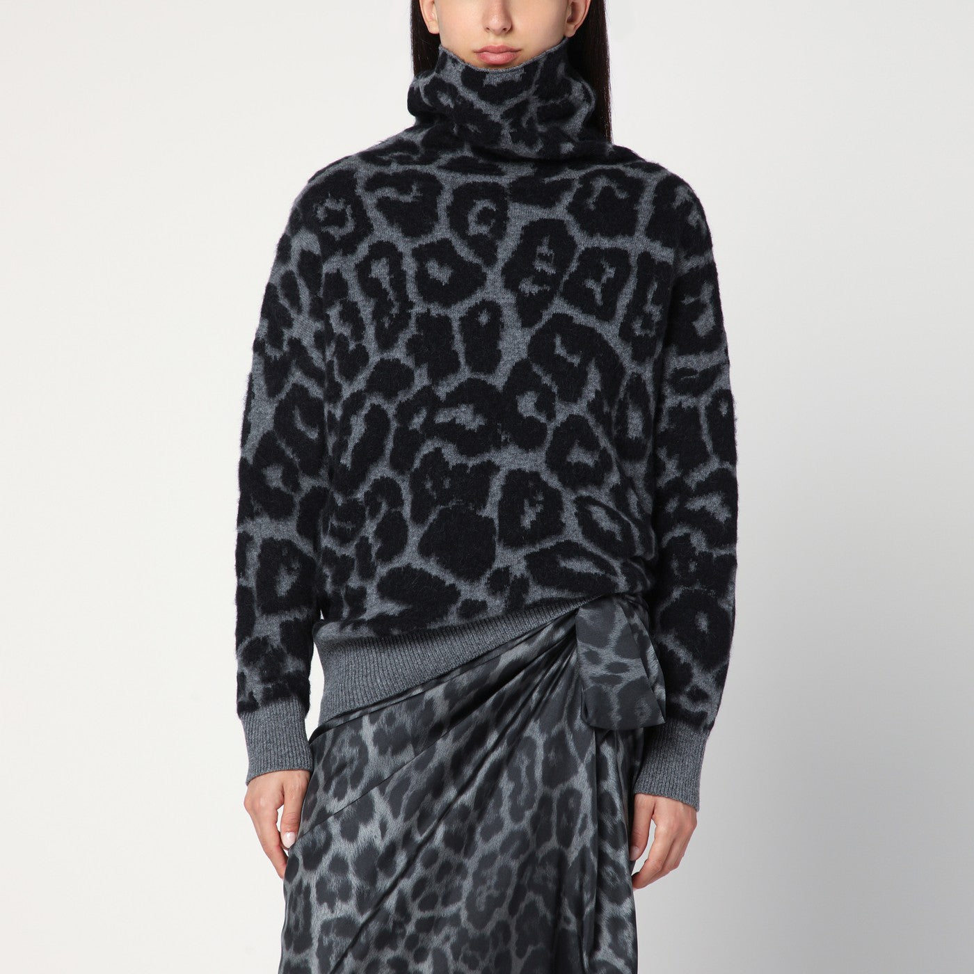Stella Mccartney Leopard Print Turtleneck Sweater In Wool Women STELLA MCCARTNEY