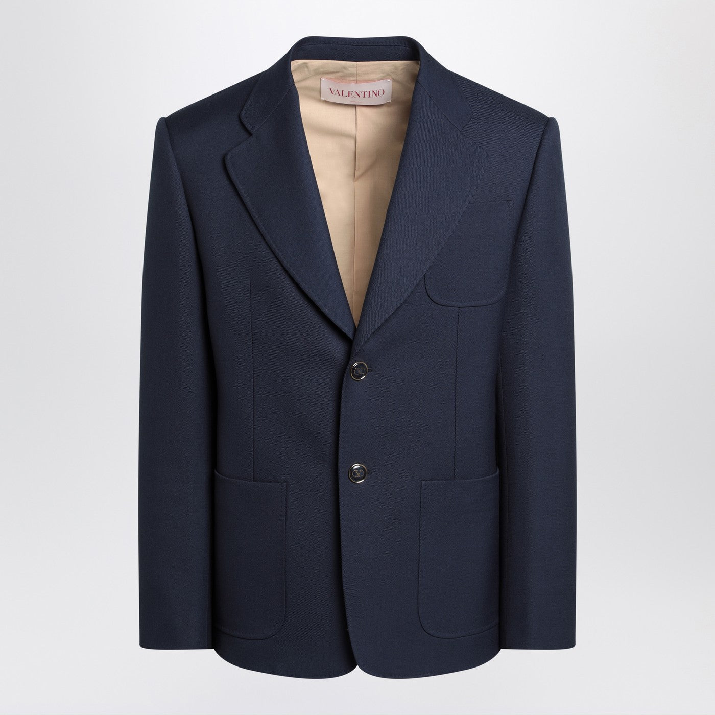 Valentino Blue Single-Breasted Wool Jacket Men VALENTINO