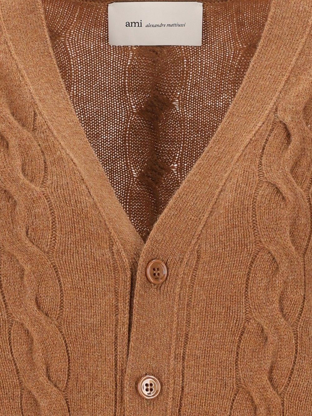 Ami Women Camel Brown Wool Cardigan AMI PARIS