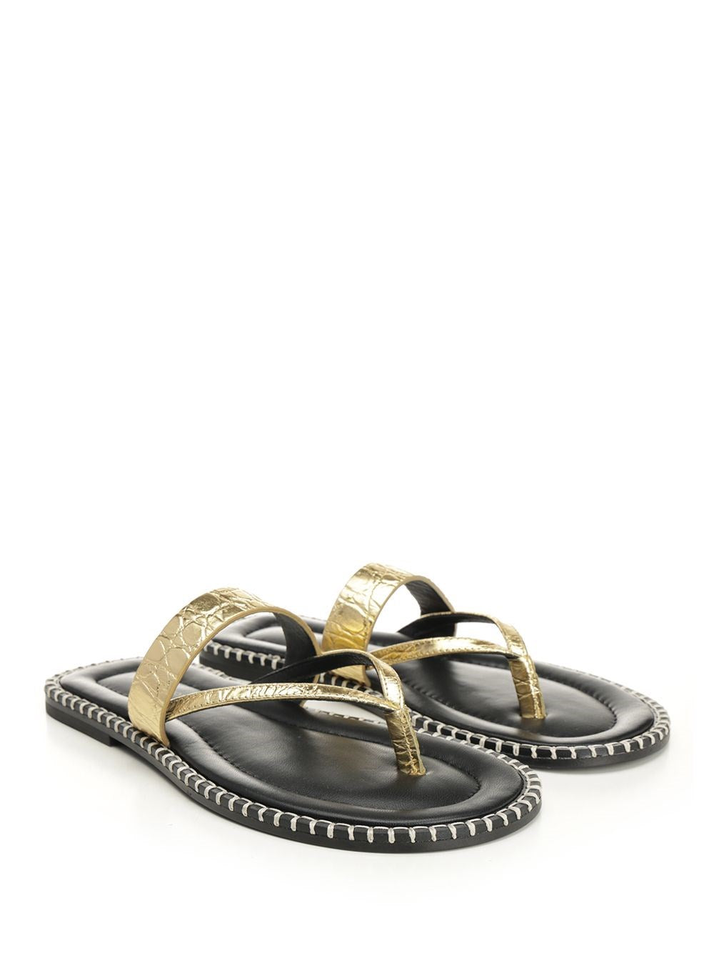 Dries Van Noten Women Metallic Leather Flip-Flops DRIES VAN NOTEN