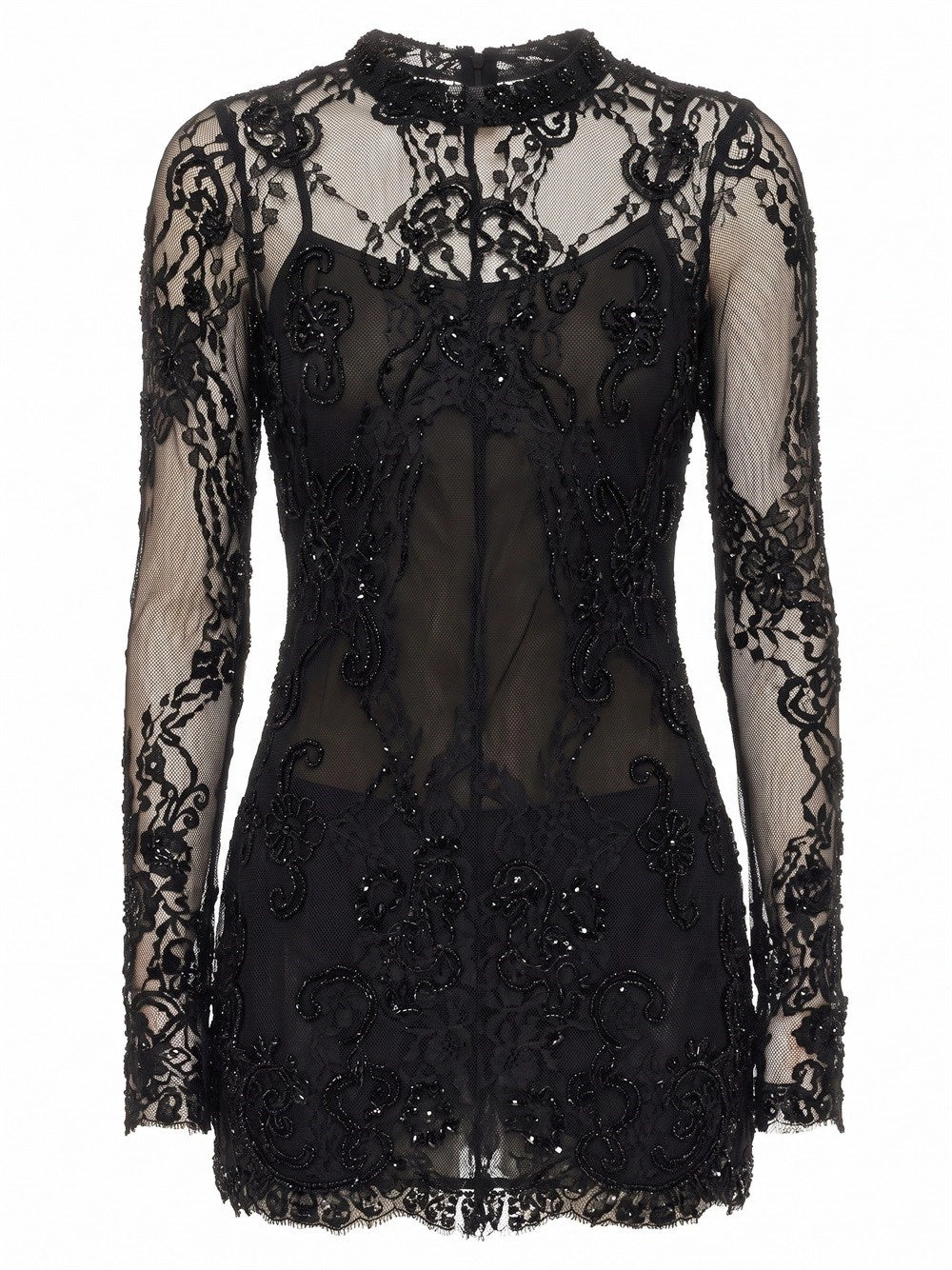 Blumarine Women Short Lace Dress With Embroidery BLUMARINE