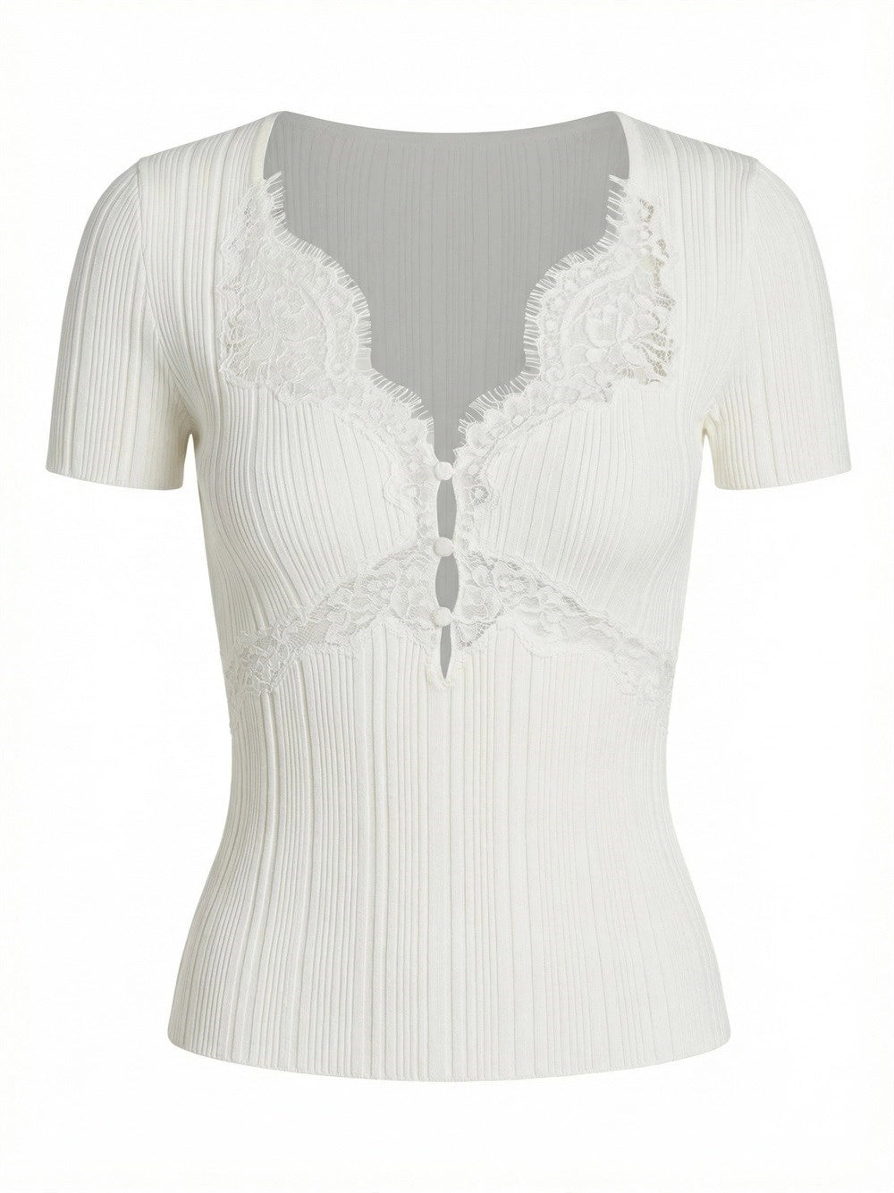 Self-Portrait Women Lace Trim Knit Top SELF-PORTRAIT