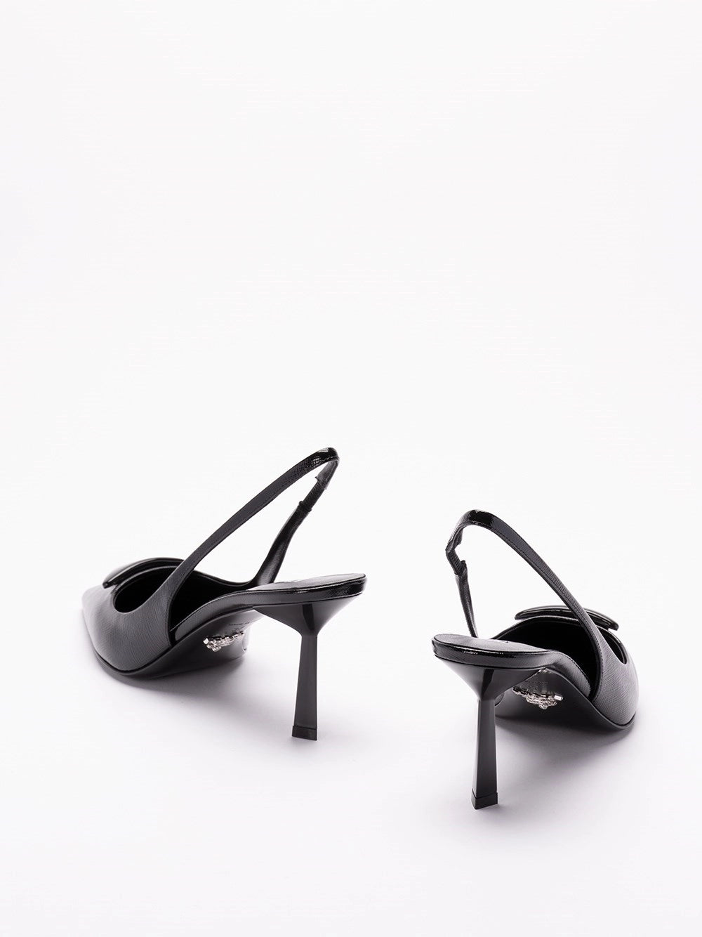 Prada Women Saffiano Patent Leather Slingback Pumps PRADA