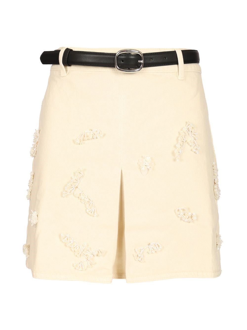 Self-Portrait Women Beaded Floral Denim Mini Skirt SELF-PORTRAIT