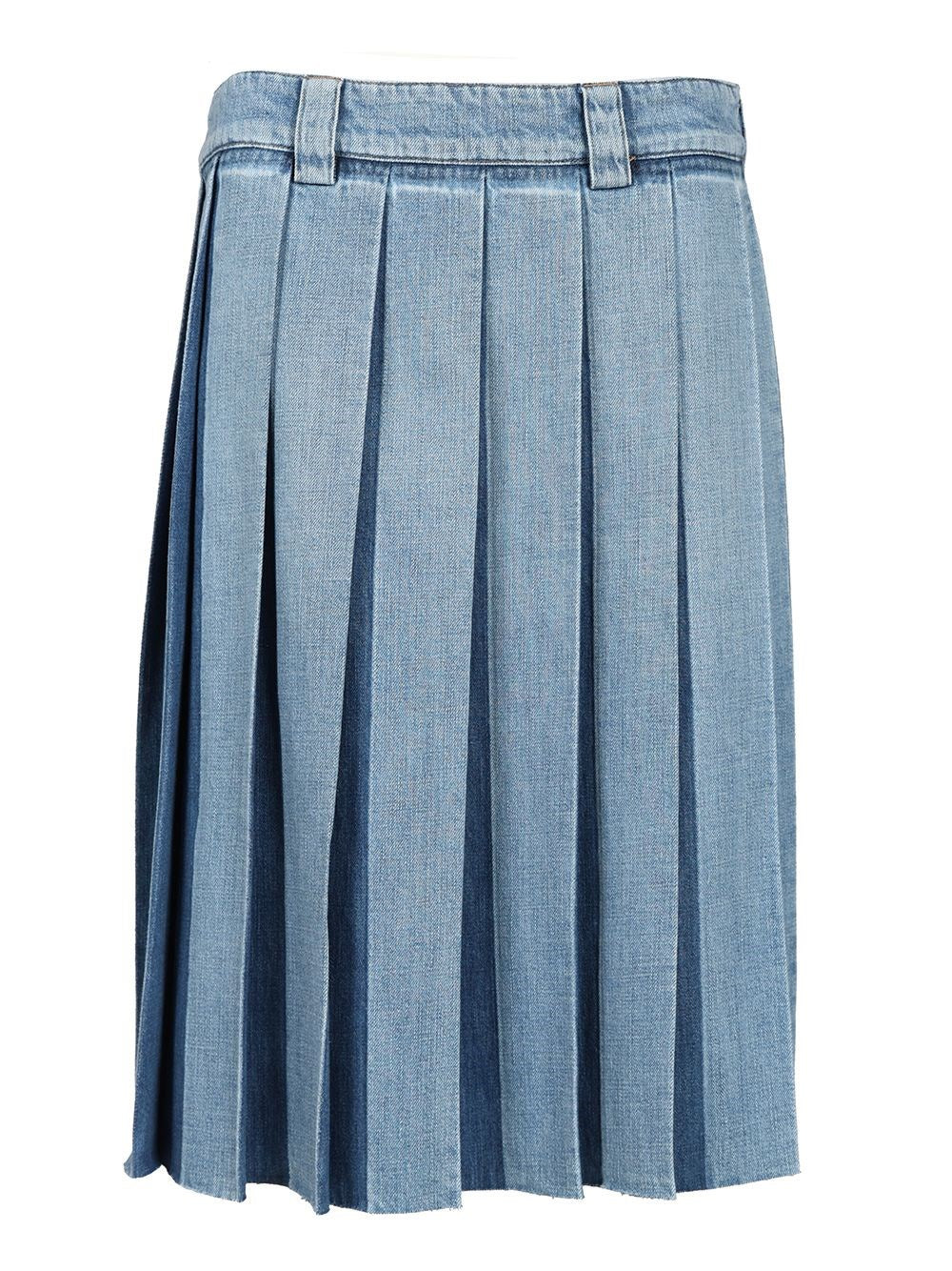 Miu Miu Women Pleated Denim Skirt MIU MIU