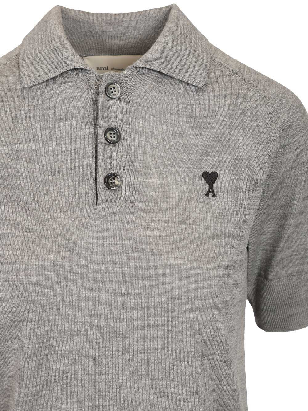 Ami Women Short-Sleeved Wool Polo Shirt AMI PARIS