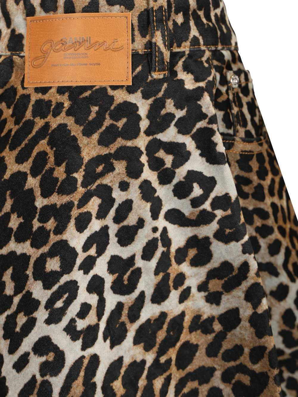 Ganni Women Leopard Print Miniskirt GANNI