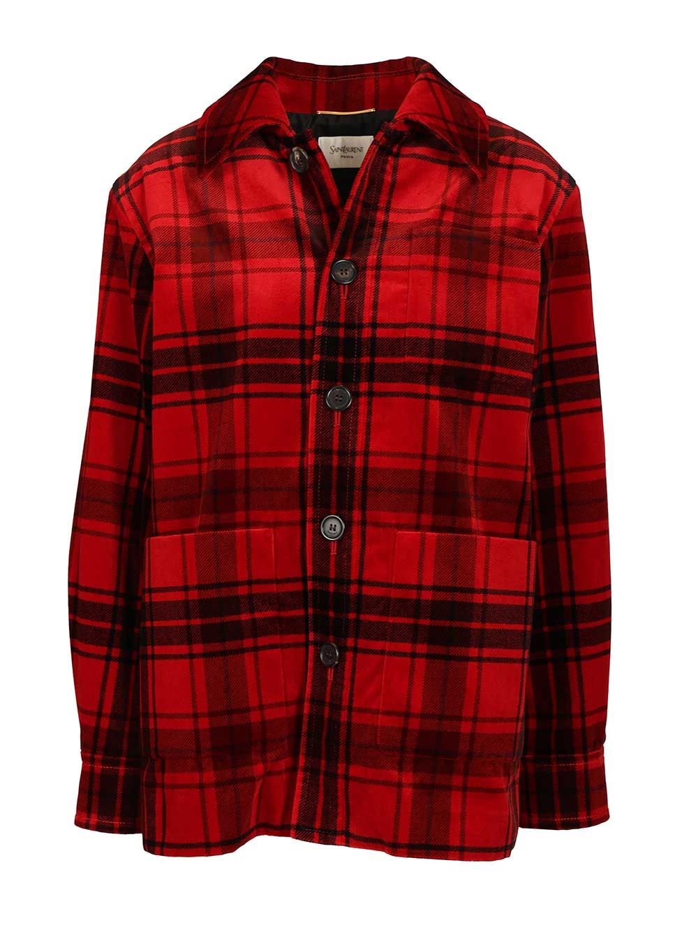 Saint Laurent Women Tartan Velvet Jacket SAINT LAURENT