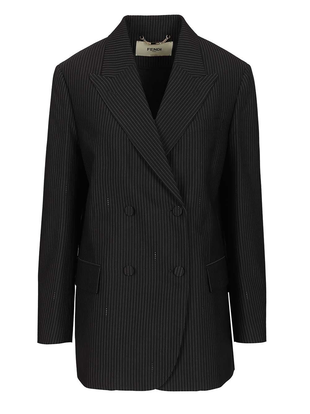 Fendi Women Pinstriped Wool Blazer FENDI