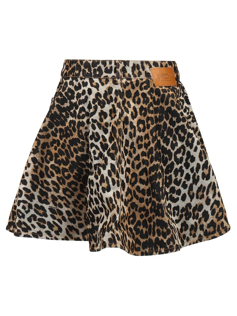 Ganni Women Leopard Print Miniskirt GANNI