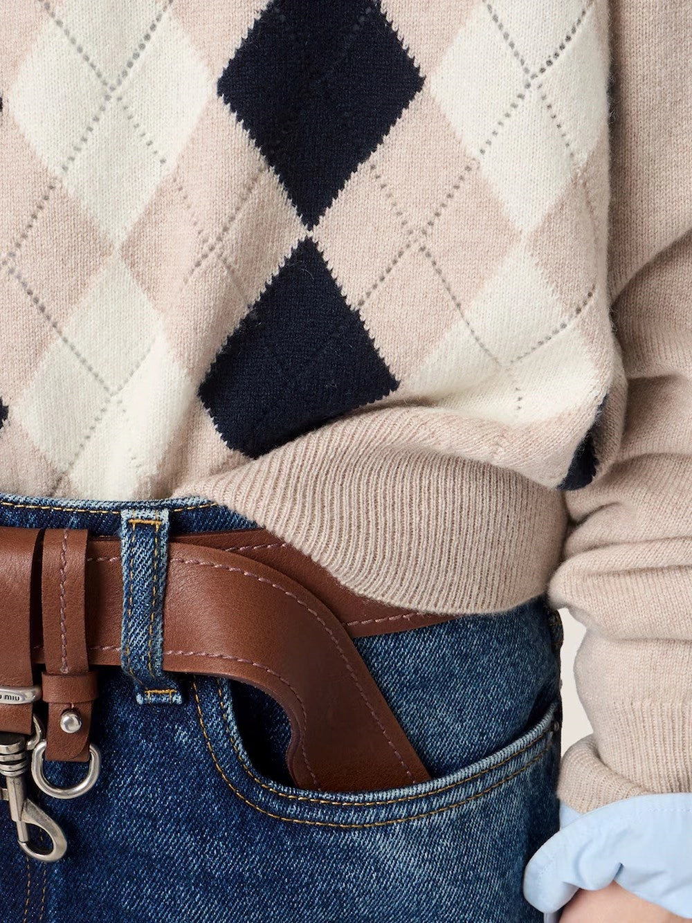 Miu Miu Women Argyle Polo-Neck Sweater MIU MIU