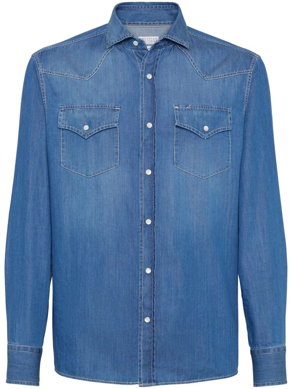 Brunello Cucinelli Men Denim Easy Fit Western Shirt BRUNELLO CUCINELLI