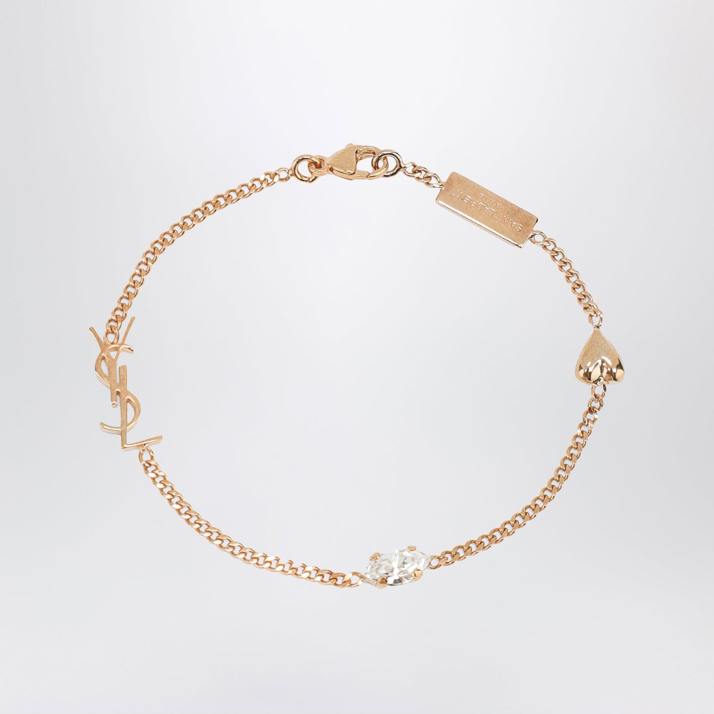 Saint Laurent Cassandre Heart Charm Bracelet With Rhinestones Women SAINT LAURENT