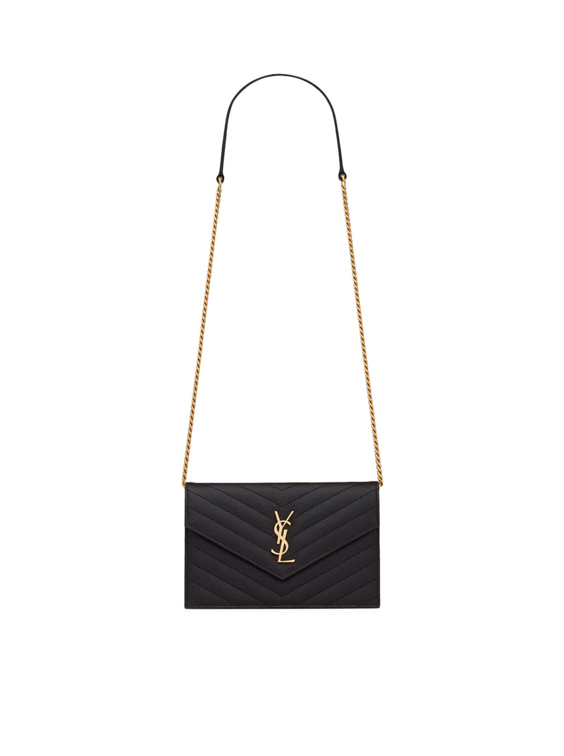 Saint Laurent Women Classic Cassandre Chain Envelope Clutch In Grain De Poudre Leather SAINT LAURENT