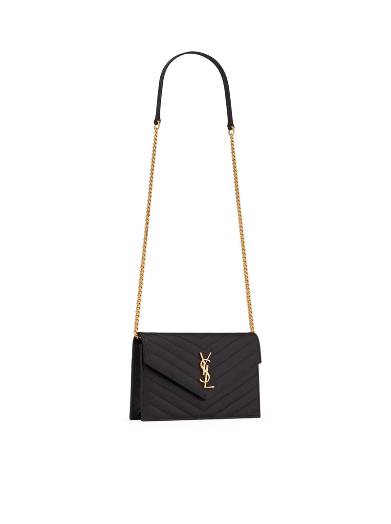Saint Laurent Women Classic Cassandre Chain Envelope Clutch In Grain De Poudre Leather SAINT LAURENT