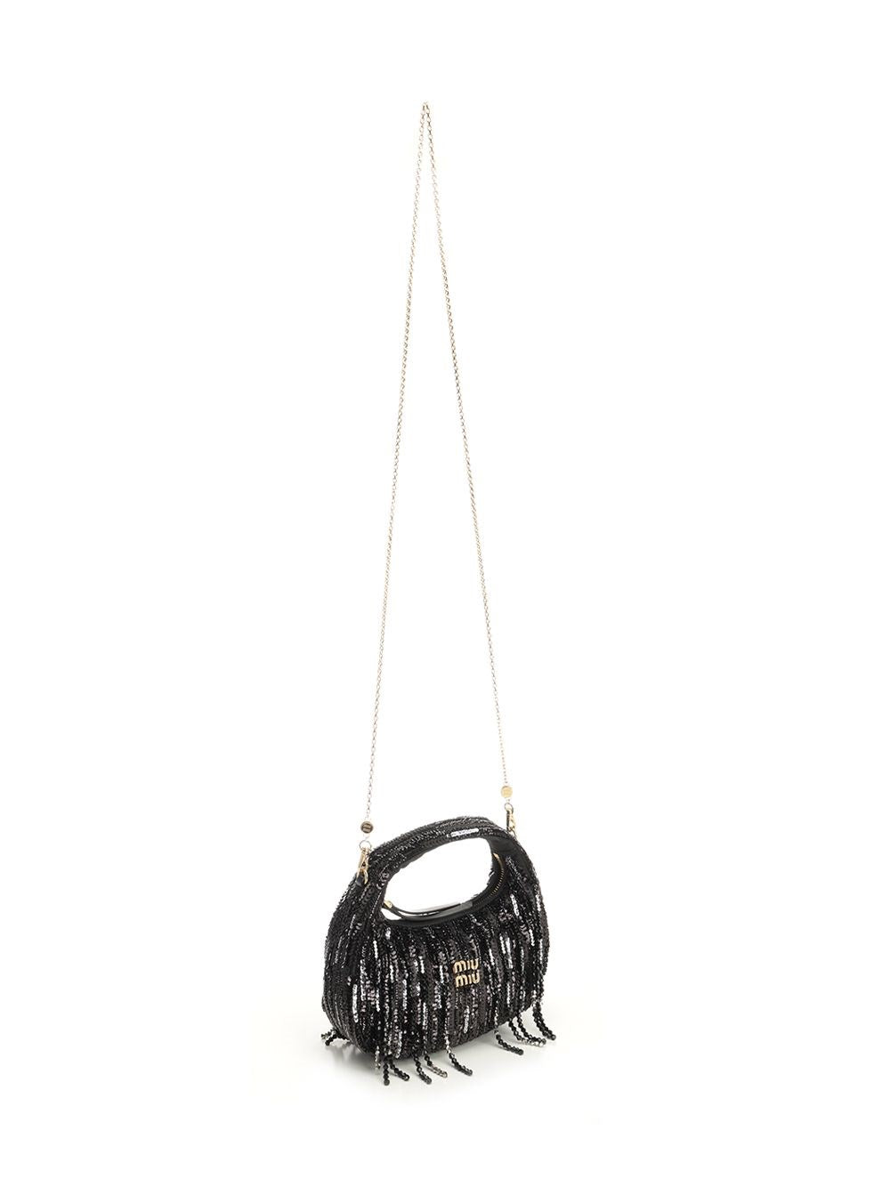 Miu Miu Women "Wander" Mini Satin Bag With Crystal And Sequin Fringes MIU MIU