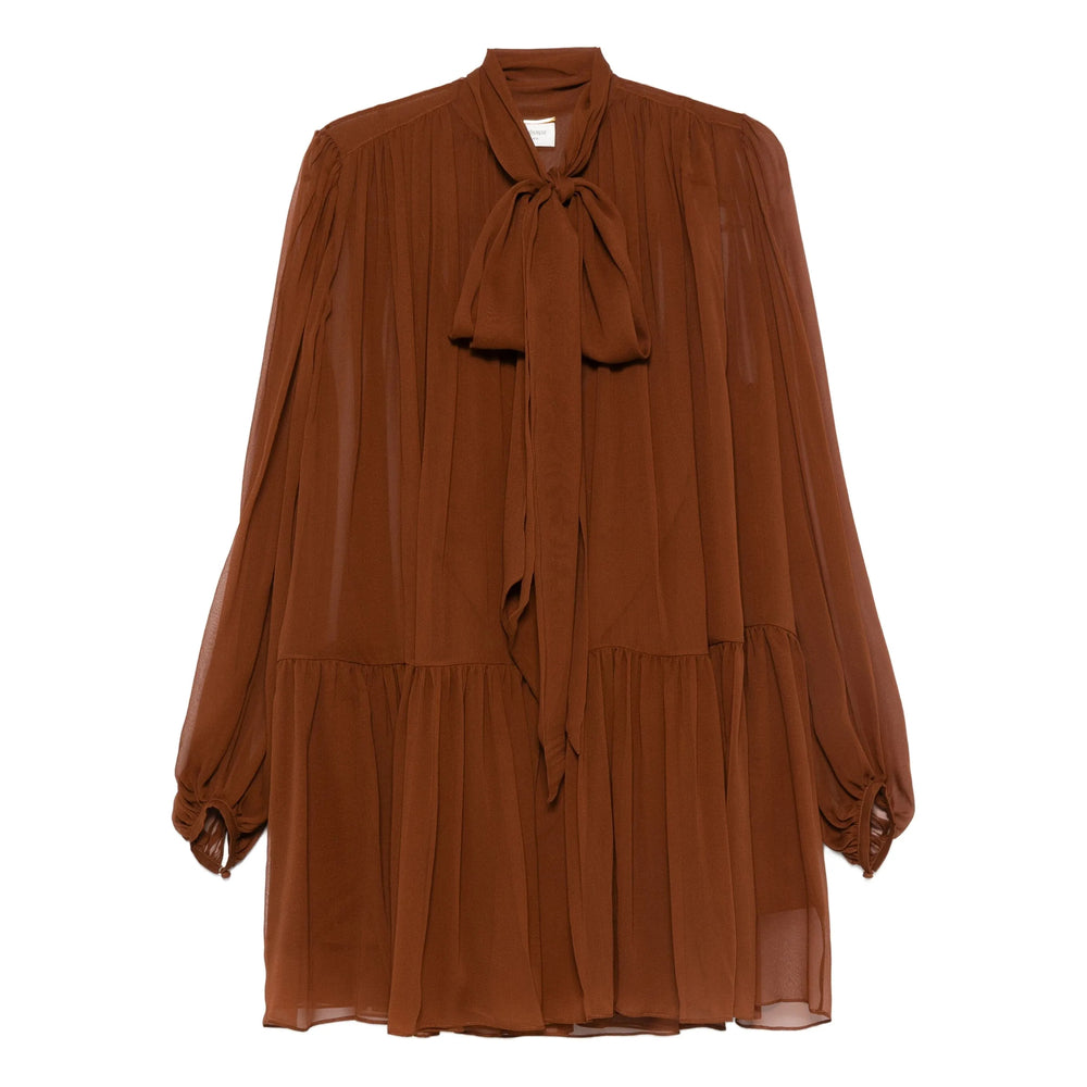 Saint Laurent Women Sheer Long Sleeve Mini Dress SAINT LAURENT