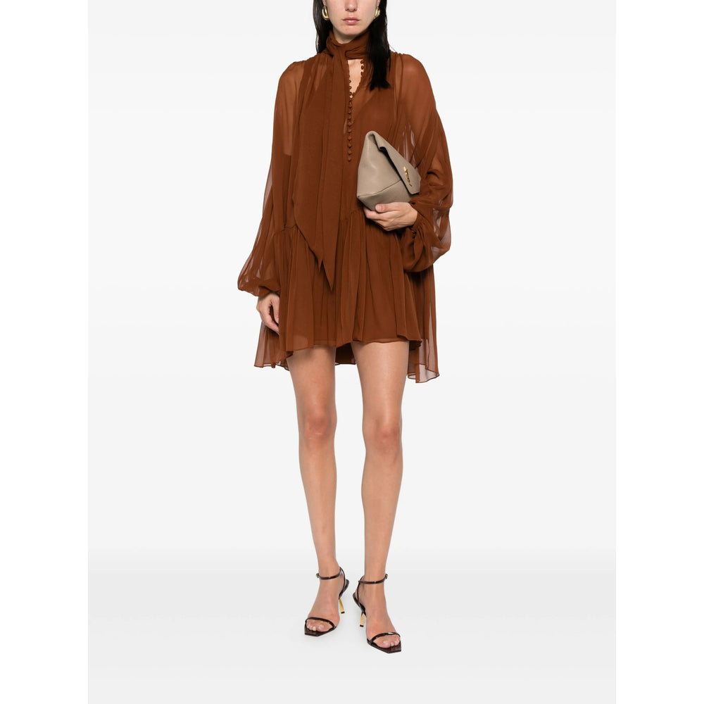 Saint Laurent Women Sheer Long Sleeve Mini Dress SAINT LAURENT