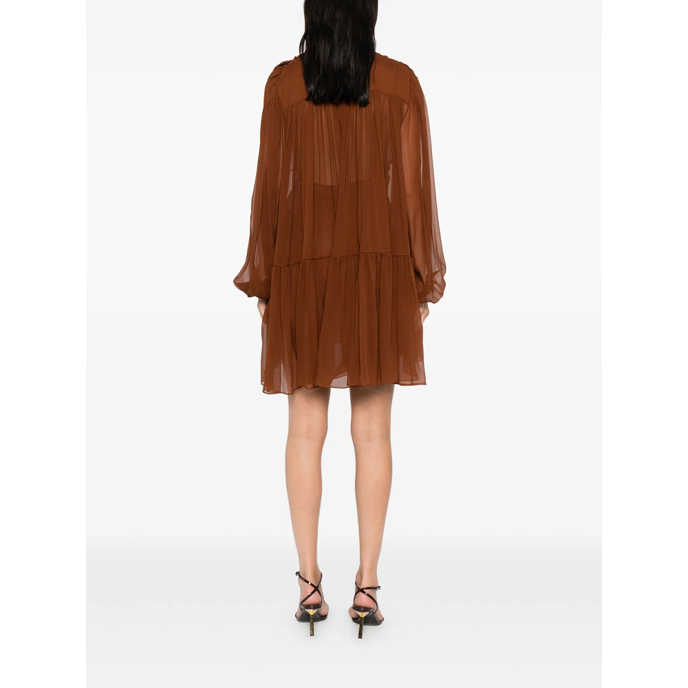 Saint Laurent Women Sheer Long Sleeve Mini Dress SAINT LAURENT