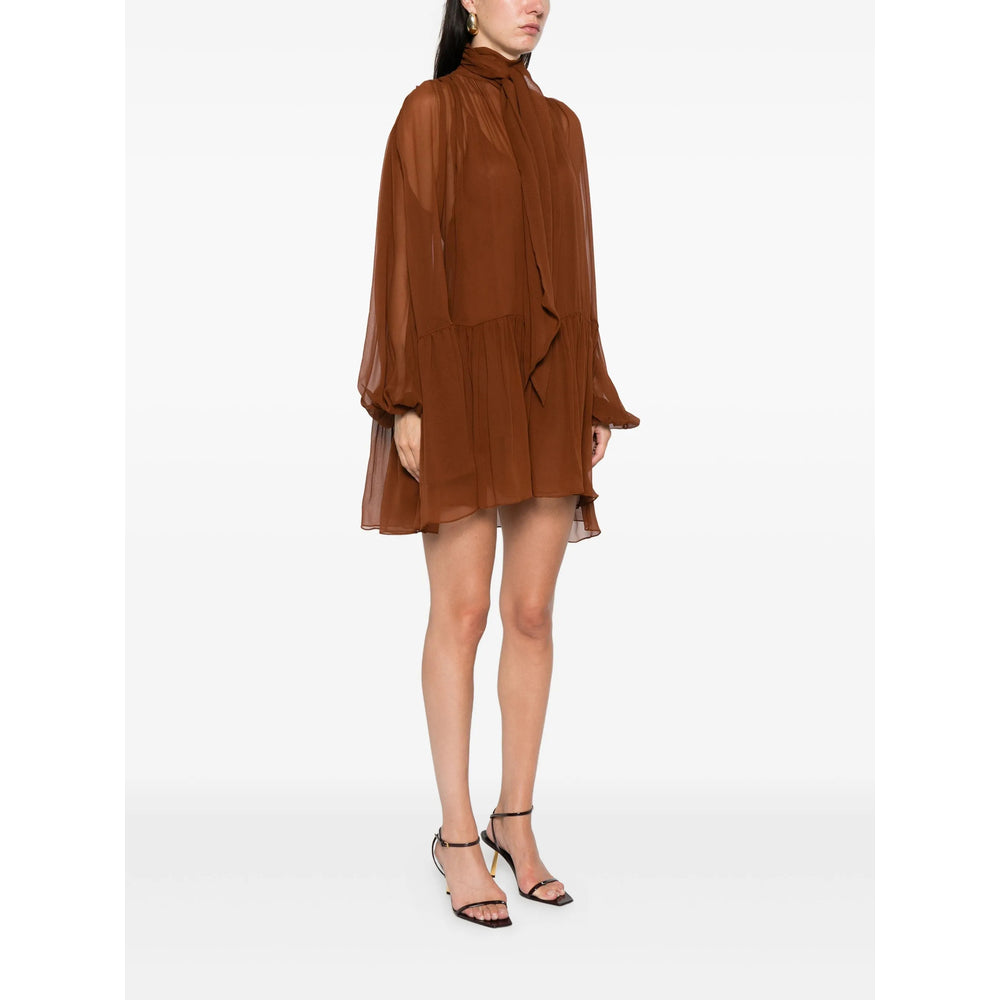 Saint Laurent Women Sheer Long Sleeve Mini Dress SAINT LAURENT