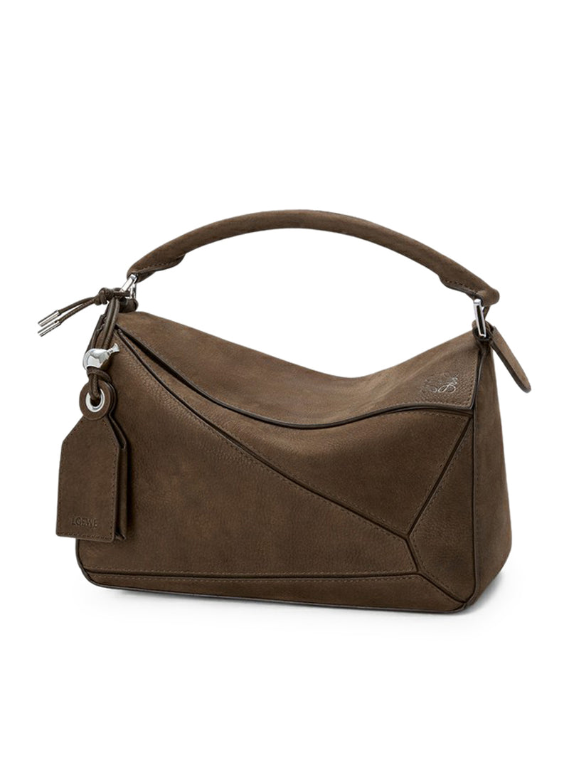 Loewe Women Featherlight Puzzle Small Bag In Garnet Nubuck LOEWE
