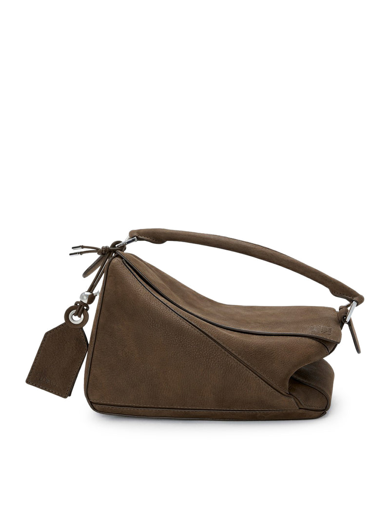 Loewe Women Featherlight Puzzle Small Bag In Garnet Nubuck LOEWE