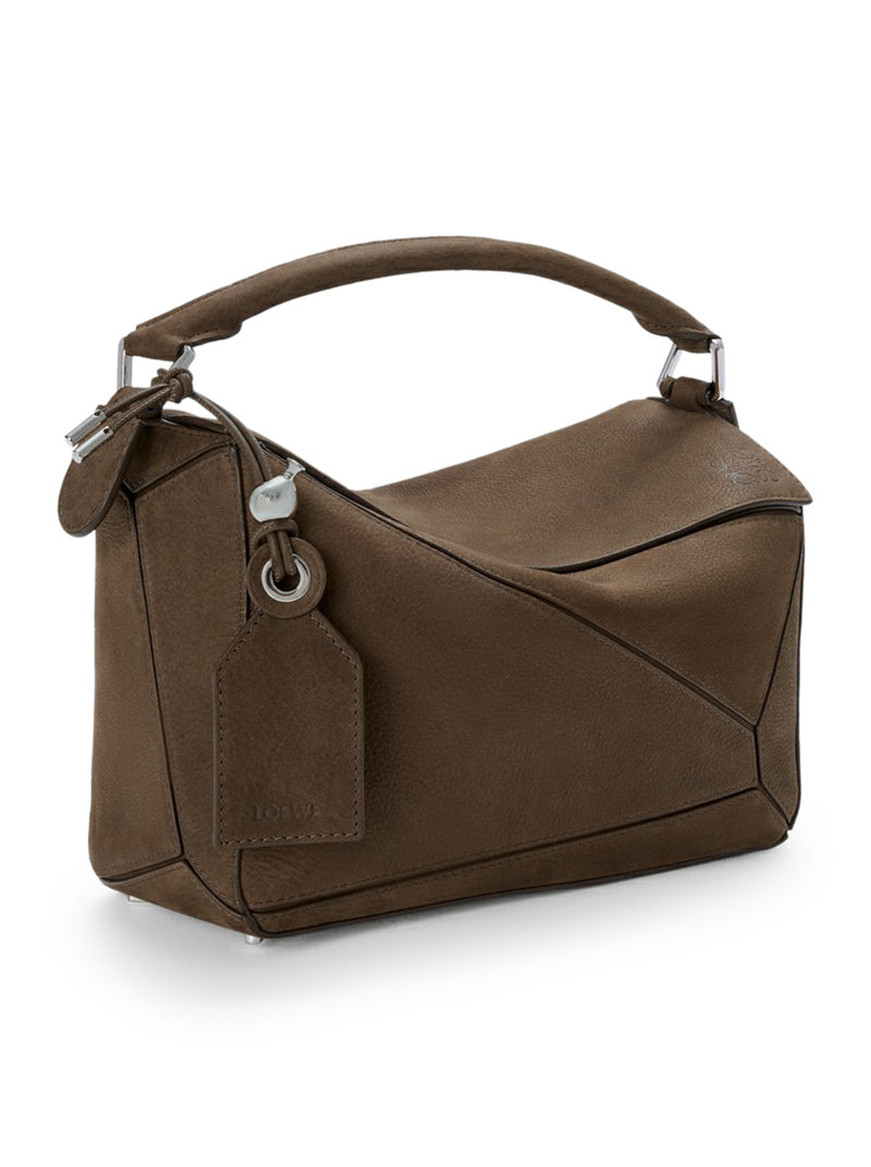 Loewe Women Featherlight Puzzle Small Bag In Garnet Nubuck LOEWE