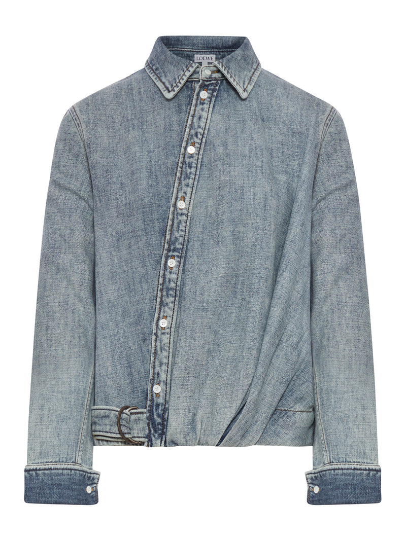 Loewe Women Draped Denim Shirt LOEWE