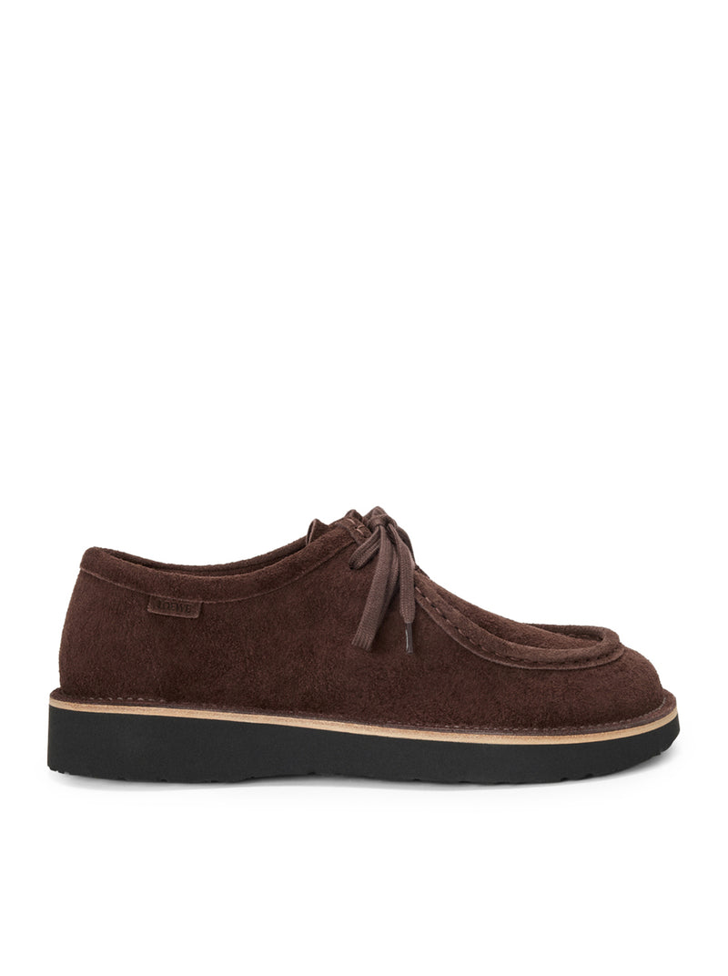 Loewe Men Faro Lace-Up Shoes In Suede Calfskin LOEWE