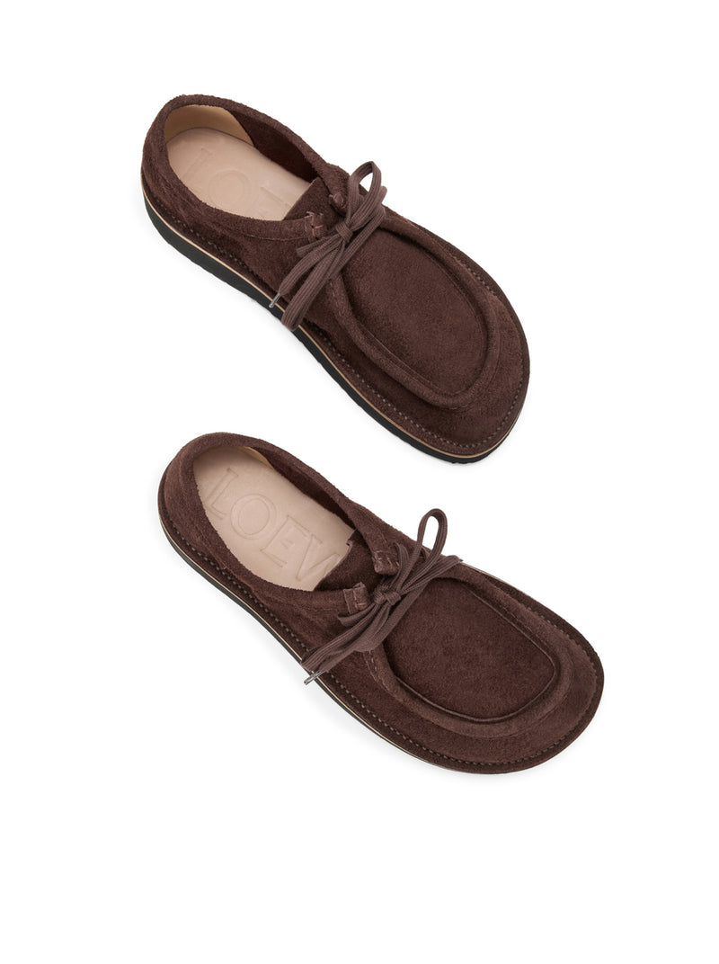 Loewe Men Faro Lace-Up Shoes In Suede Calfskin LOEWE