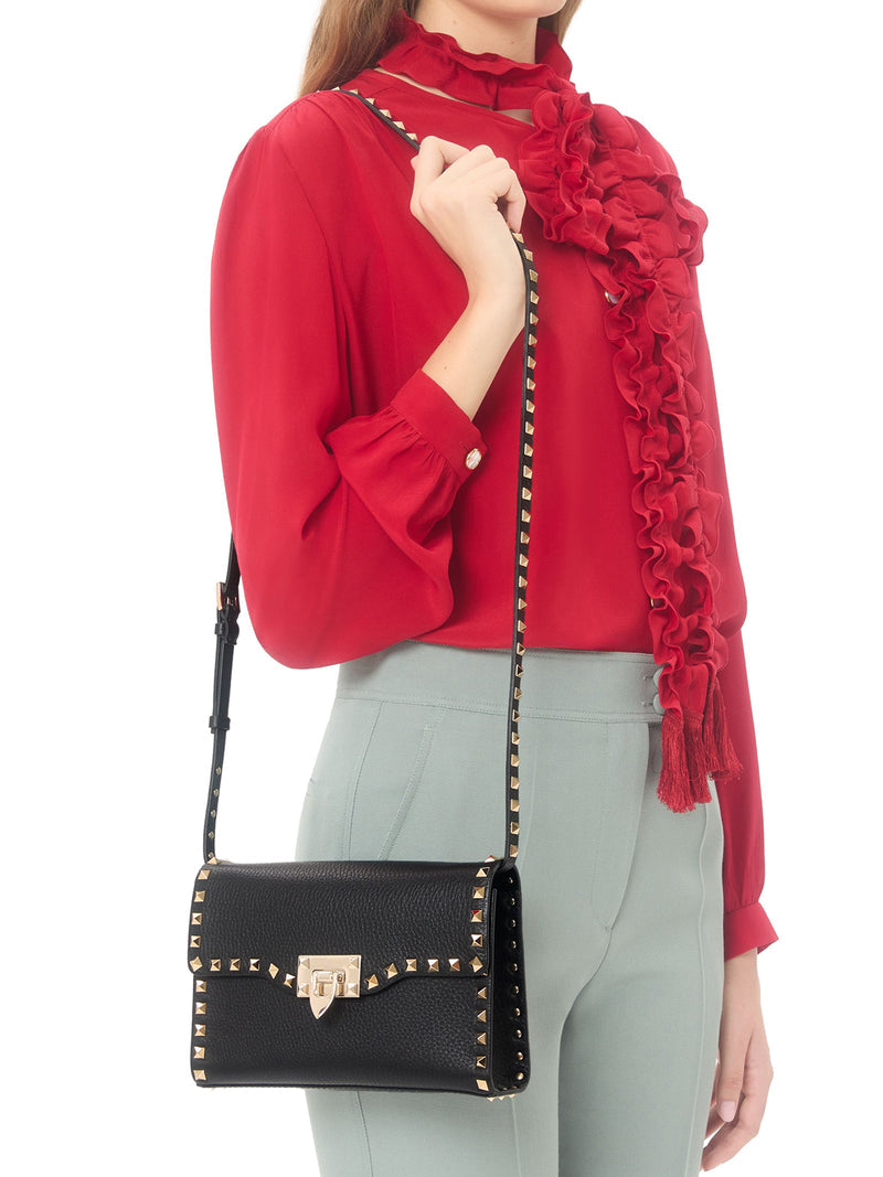 Valentino Garavani Women Rockstud Small Garnet Calfskin Crossbody Bag VALENTINO GARAVANI