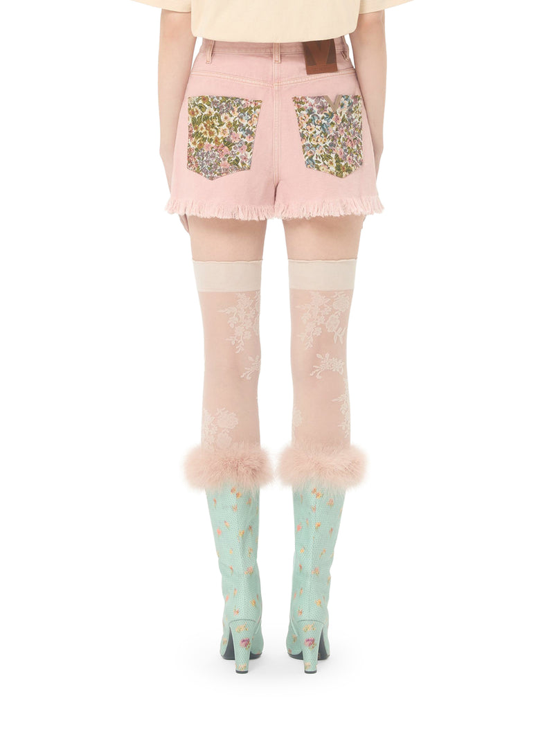 Valentino Garavani Women Denim Shorts With Fringed Hem VALENTINO GARAVANI