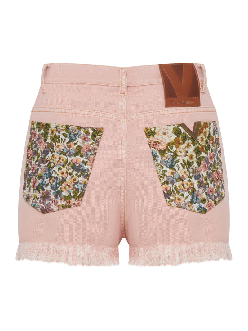 Valentino Garavani Women Denim Shorts With Fringed Hem VALENTINO GARAVANI