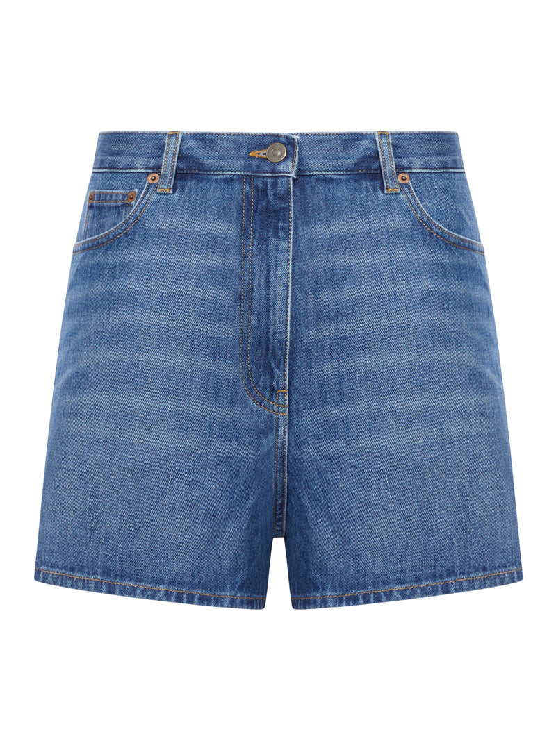 Valentino Garavani Women Solid Denim Shorts VALENTINO GARAVANI