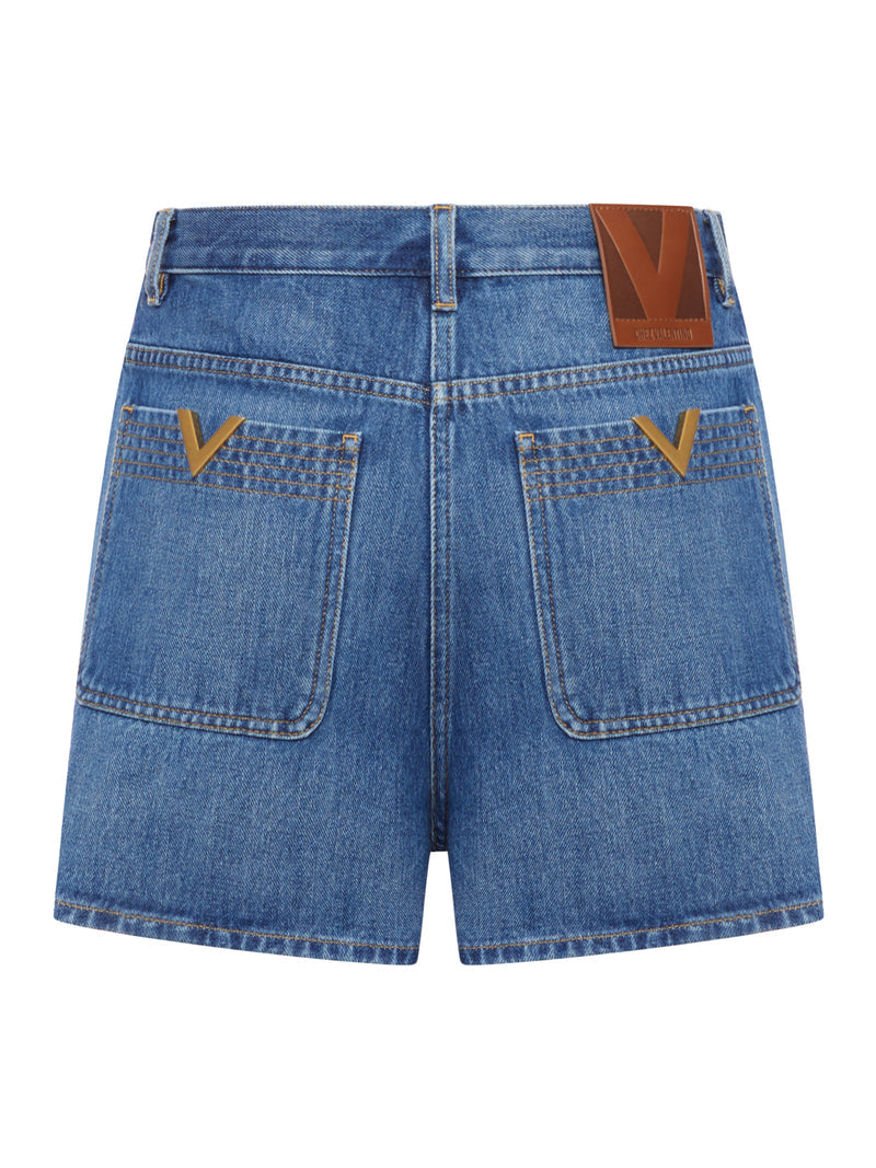 Valentino Garavani Women Solid Denim Shorts VALENTINO GARAVANI