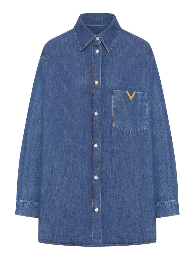 Valentino Garavani Women Solid Chambray Denim Shirt VALENTINO GARAVANI