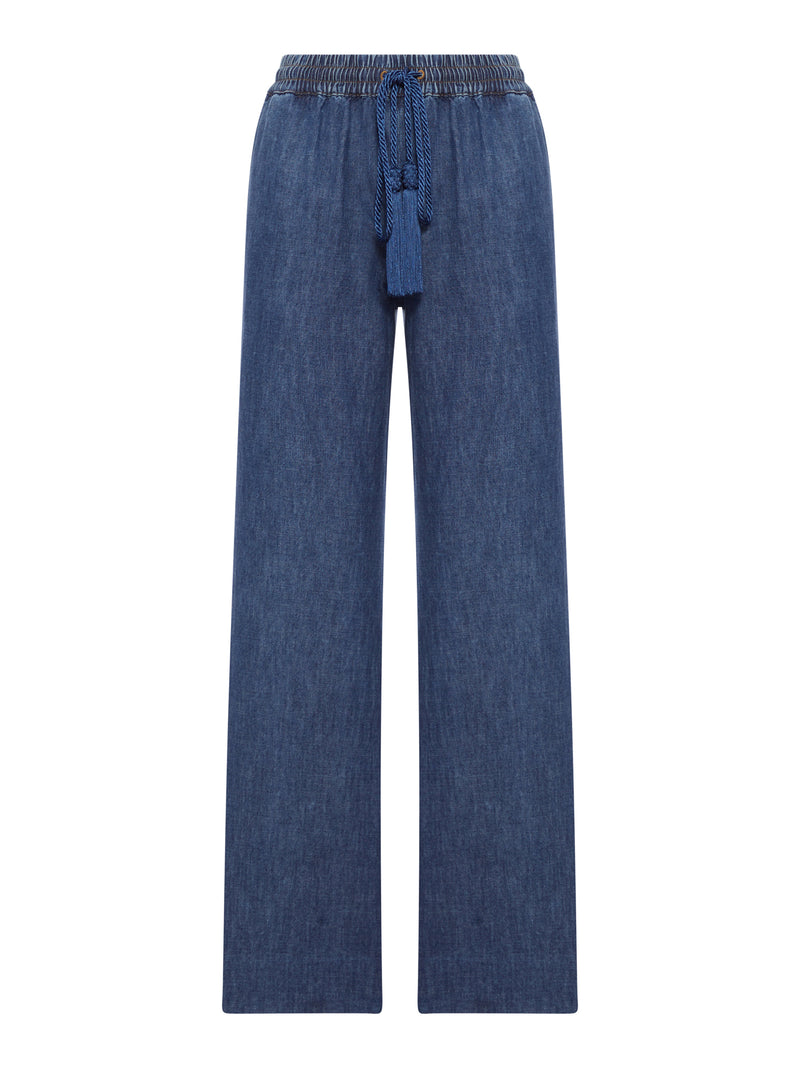 Valentino Garavani Women Wide Leg Chambray Pants VALENTINO GARAVANI