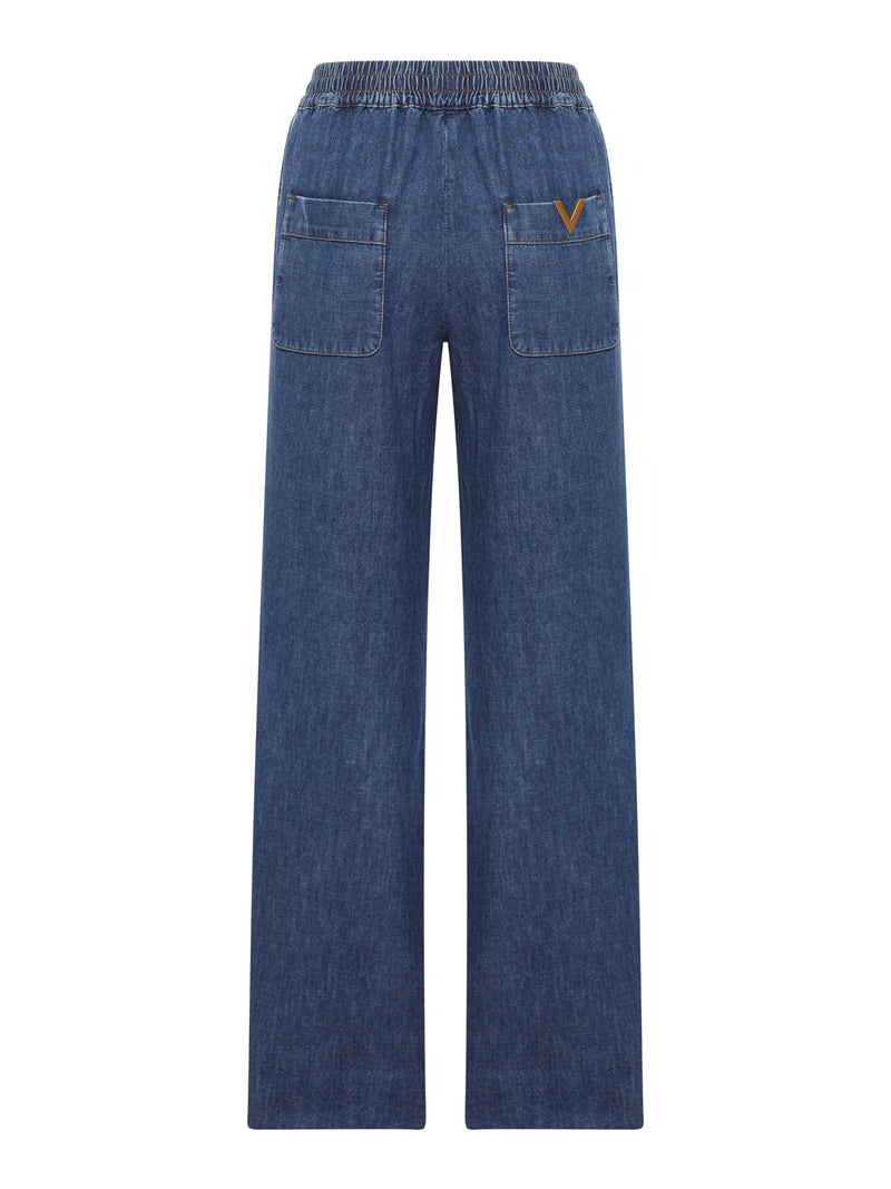 Valentino Garavani Women Wide Leg Chambray Pants VALENTINO GARAVANI