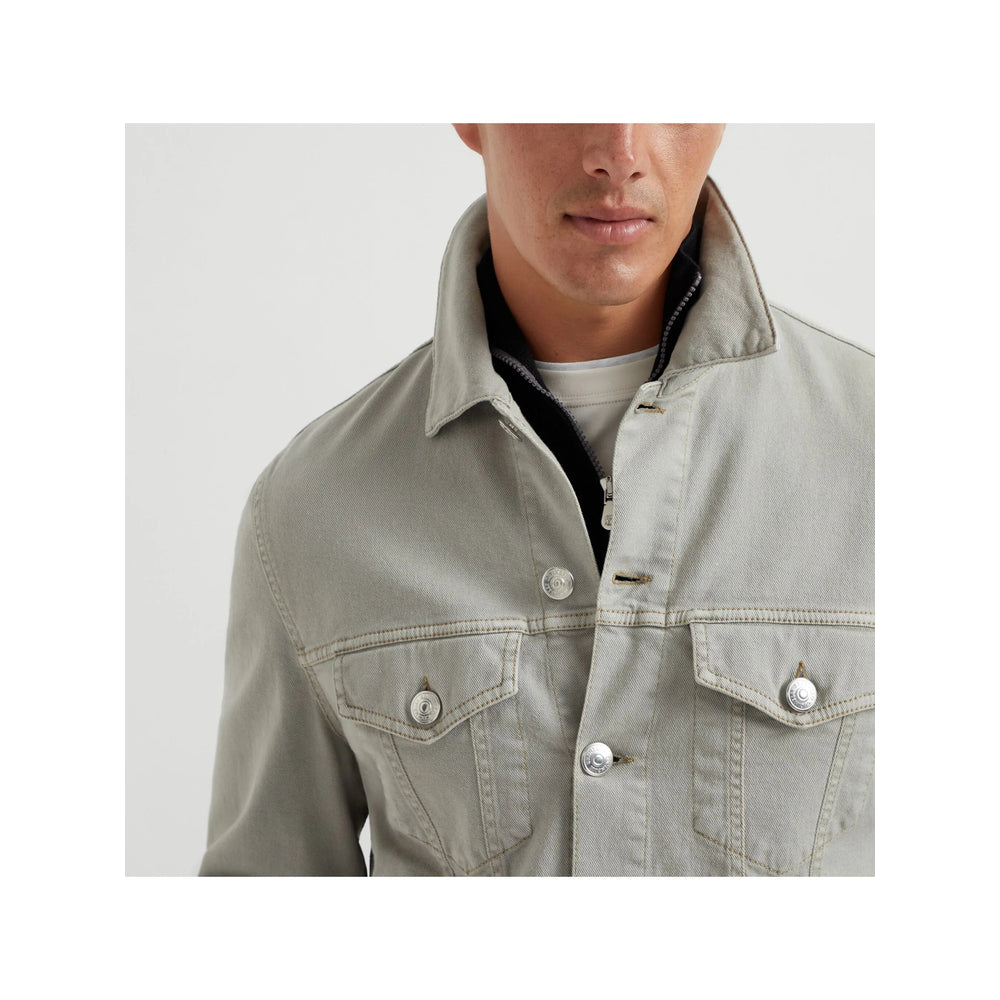 Brunello Cucinelli Grey Jackets - Denim Jackets Men BRUNELLO CUCINELLI