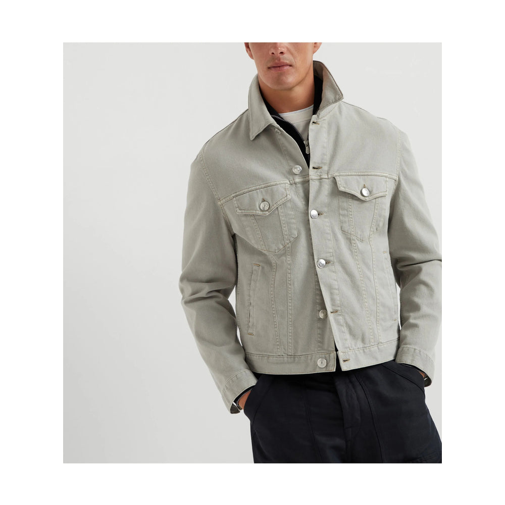 Brunello Cucinelli Grey Jackets - Denim Jackets Men BRUNELLO CUCINELLI