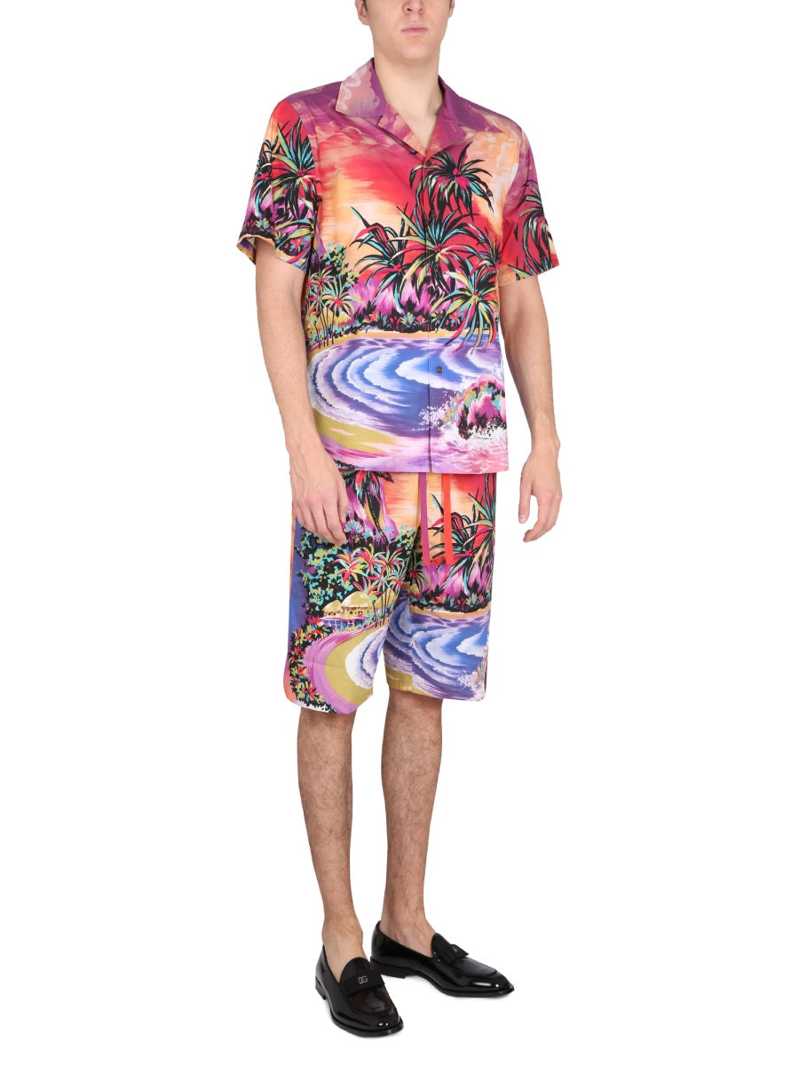 Dolce & Gabbana Men Bermuda Shorts With Hawaii Print DOLCE & GABBANA
