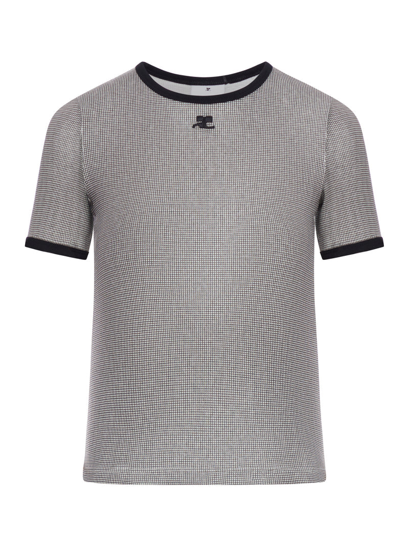 Courreges Women Houndstooth Contrast T-Shirt COURREGES