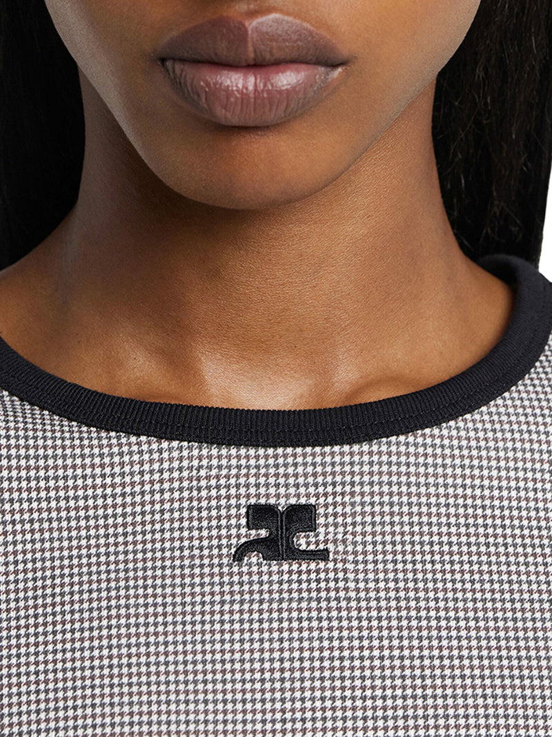 Courreges Women Houndstooth Contrast T-Shirt COURREGES