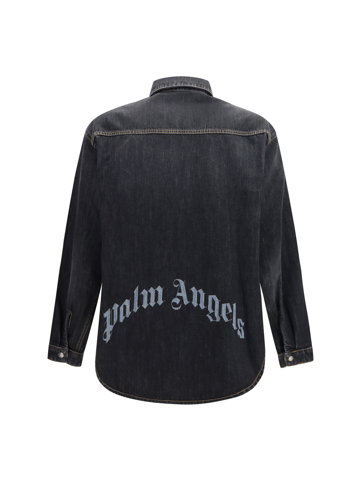 Palm Angels Men Denim Shirt With Back Logo PALM ANGELS