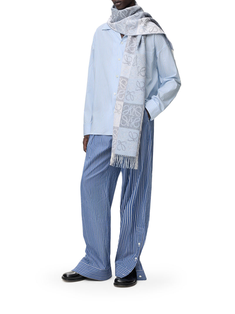 Loewe Men Oversized Striped Cotton Shirt With Bowling Collar LOEWE
