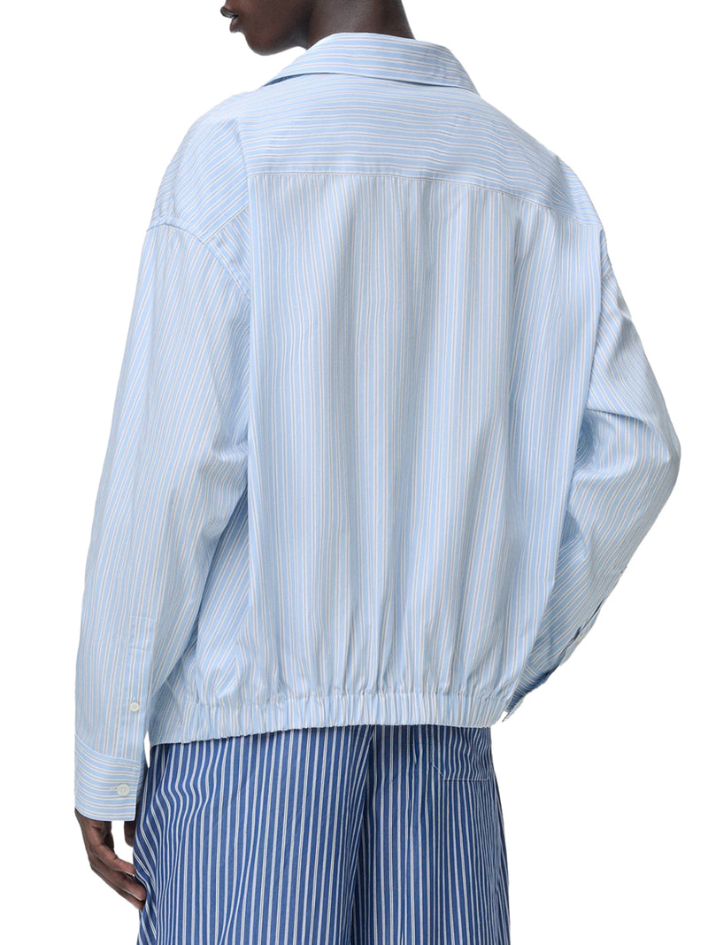 Loewe Men Oversized Striped Cotton Shirt With Bowling Collar LOEWE