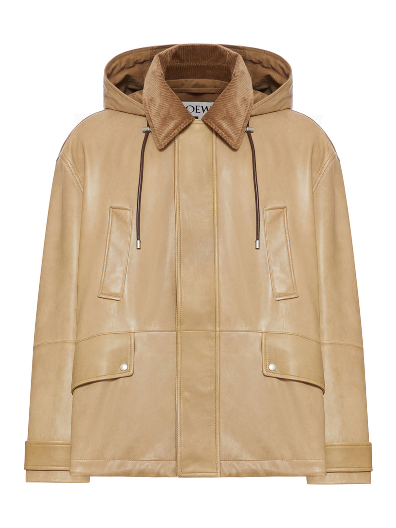 Loewe Men Short Parka In Lambskin And Cotton LOEWE