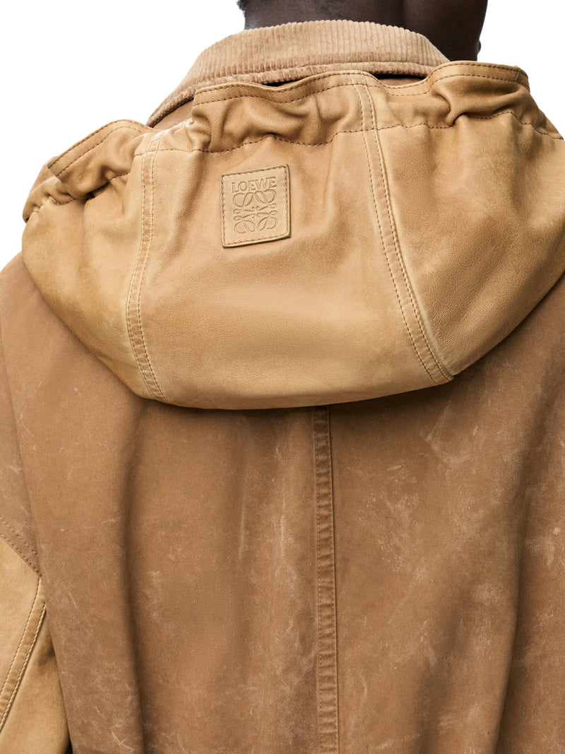Loewe Men Short Parka In Lambskin And Cotton LOEWE