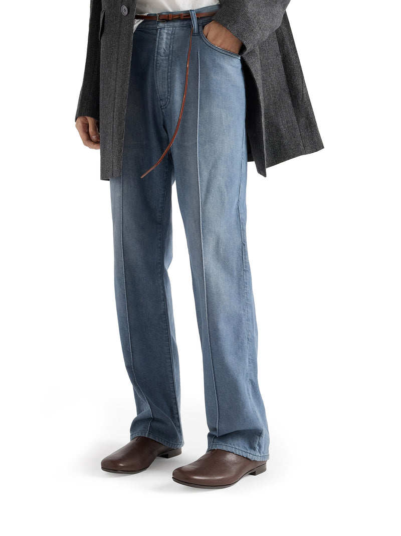 Prada Men Five Pocket Jeans In Washed Denim PRADA